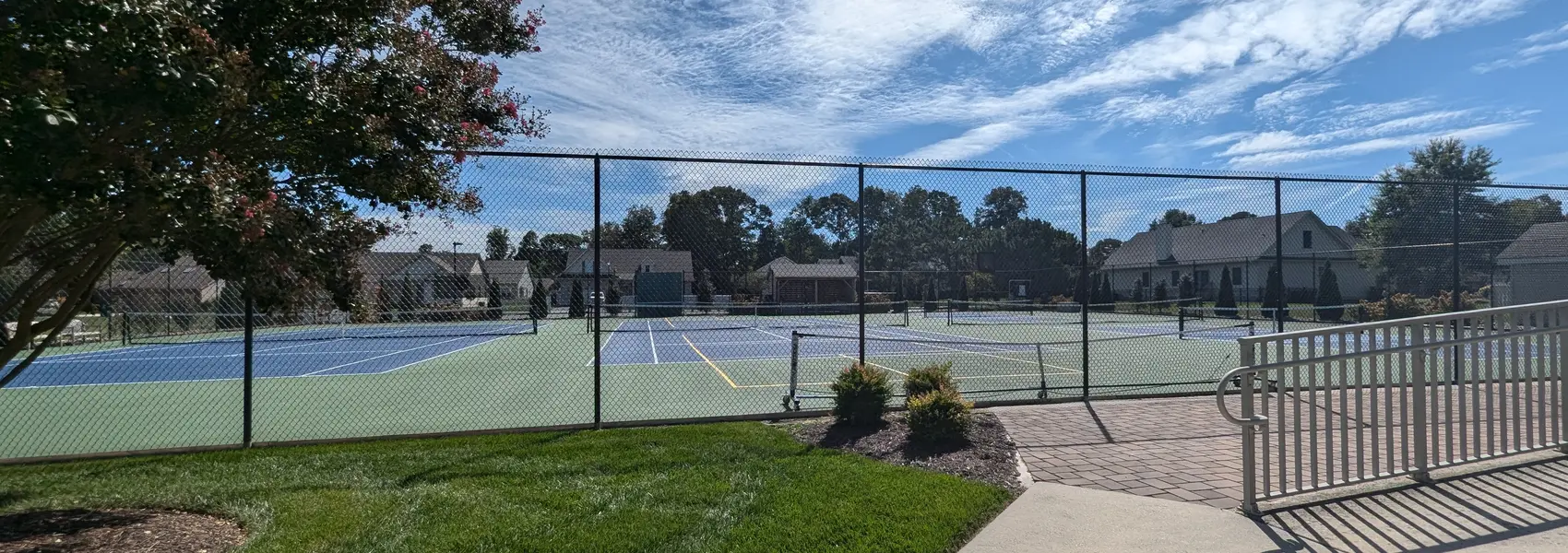 Pickleball Court Behind Fence